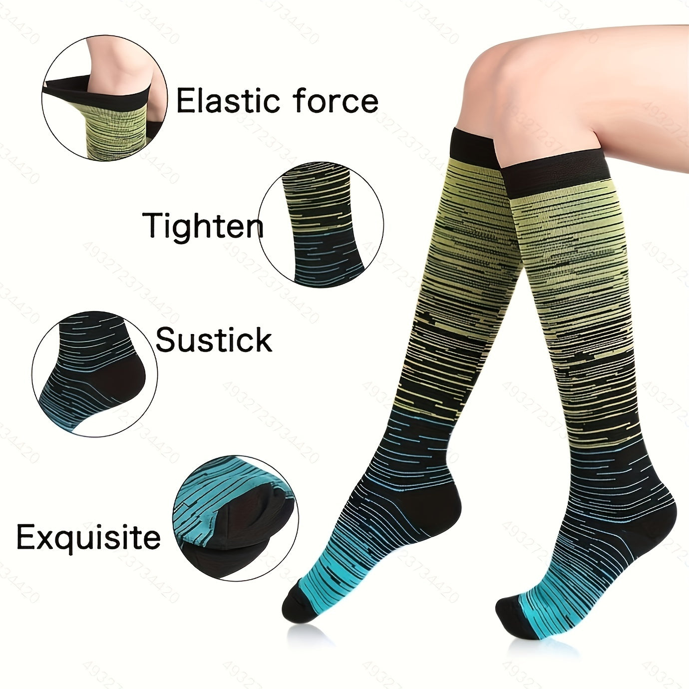 5 Pairs 15-20mmHg Striped Compression Socks for Men and Women