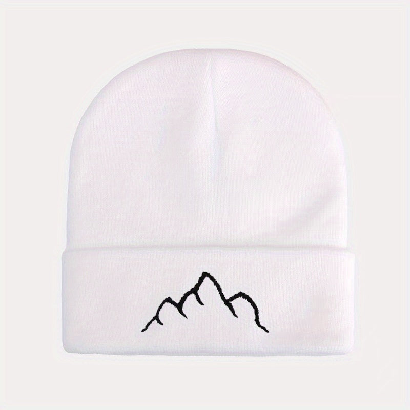Mountain Embroidery Knit Hat Beanie for Men and Women