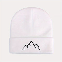 Mountain Embroidery Knit Hat Beanie for Men and Women