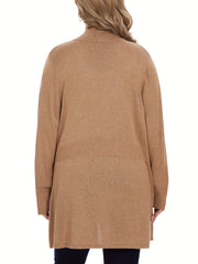 Solid Long Sleeve Open Front Cardigan