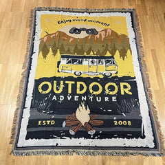 Retro Tassel Blanket Throw Sofa Cover Outdoor Adventure Camping Decorative