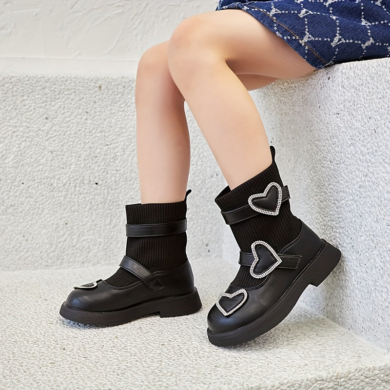 Girls Casual Heart Slip On Boots Non Slip Comfortable Indoor Outdoor Travel