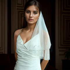 Bridal Bridesmaid Veil Accessory with Sequins High End Short 0.75M Hair Comb