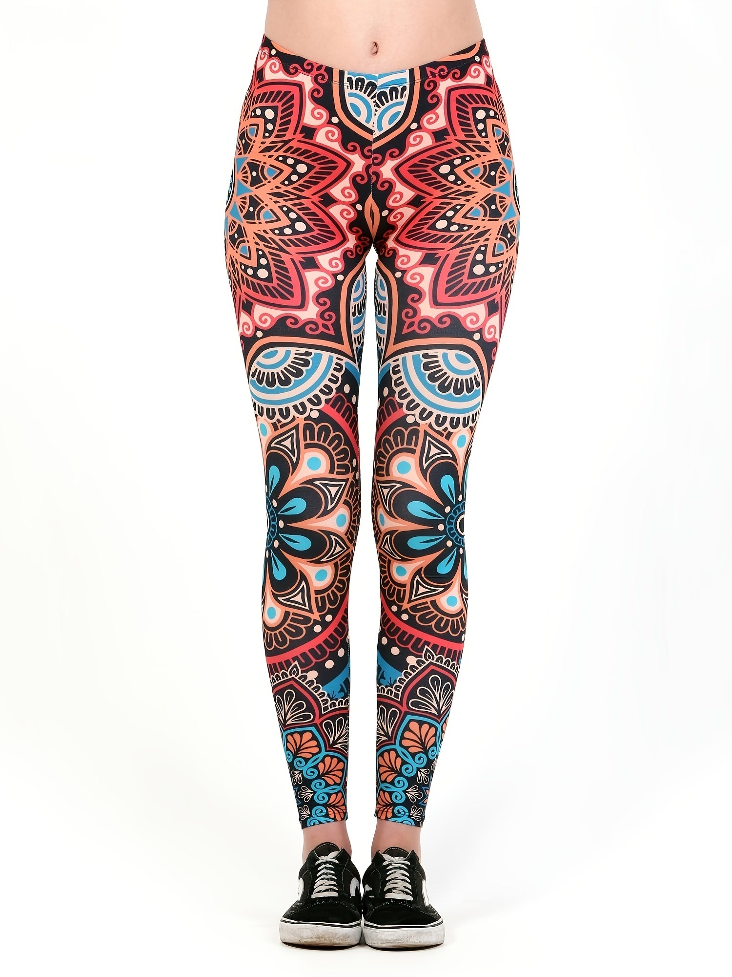 Boho Floral Print High Waist Yoga Leggings