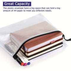 Plastic Mesh Zipper Bags for School Office Supplies - Set of 6 or 12