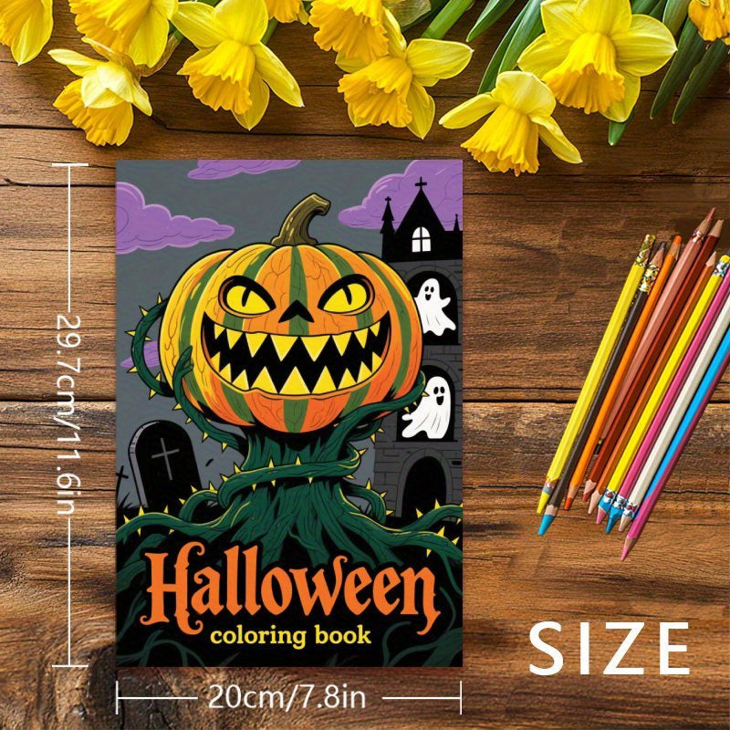 Halloween Coloring Book 22 Pages Single Sided Printed Thick Paper Fun Gift