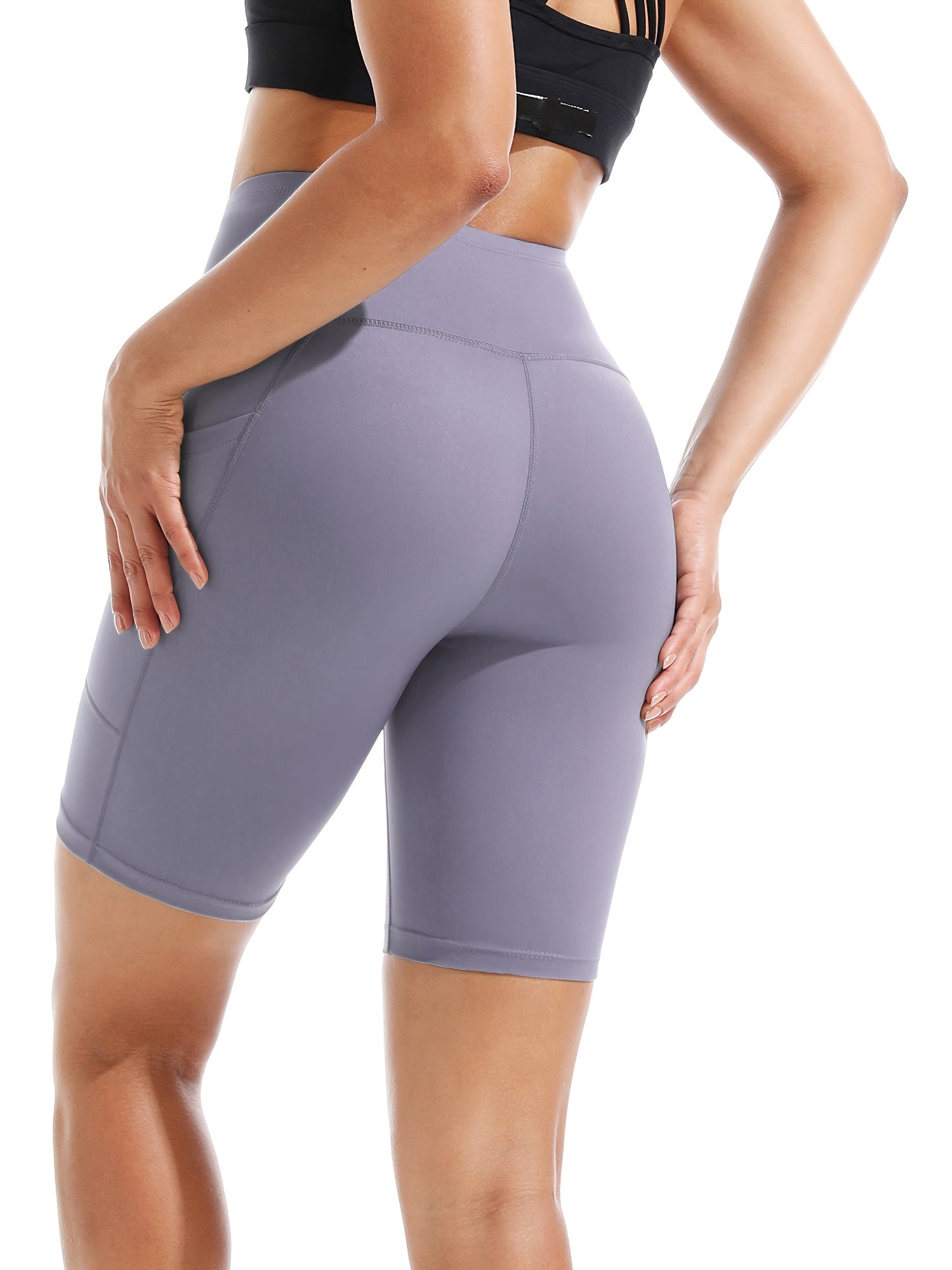Cross Waist Pocket Sports Shorts For Women High Waisted Yoga Shorts Workout