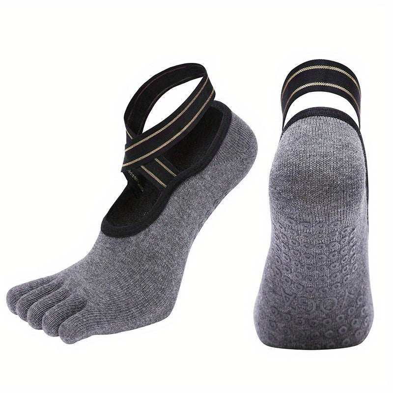 Non Slip Cross Strap Dance Socks with Five Toe Split