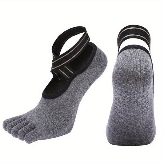 Non Slip Cross Strap Dance Socks with Five Toe Split