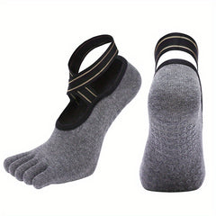 Non Slip Cross Strap Dance Socks with Five Toe Split