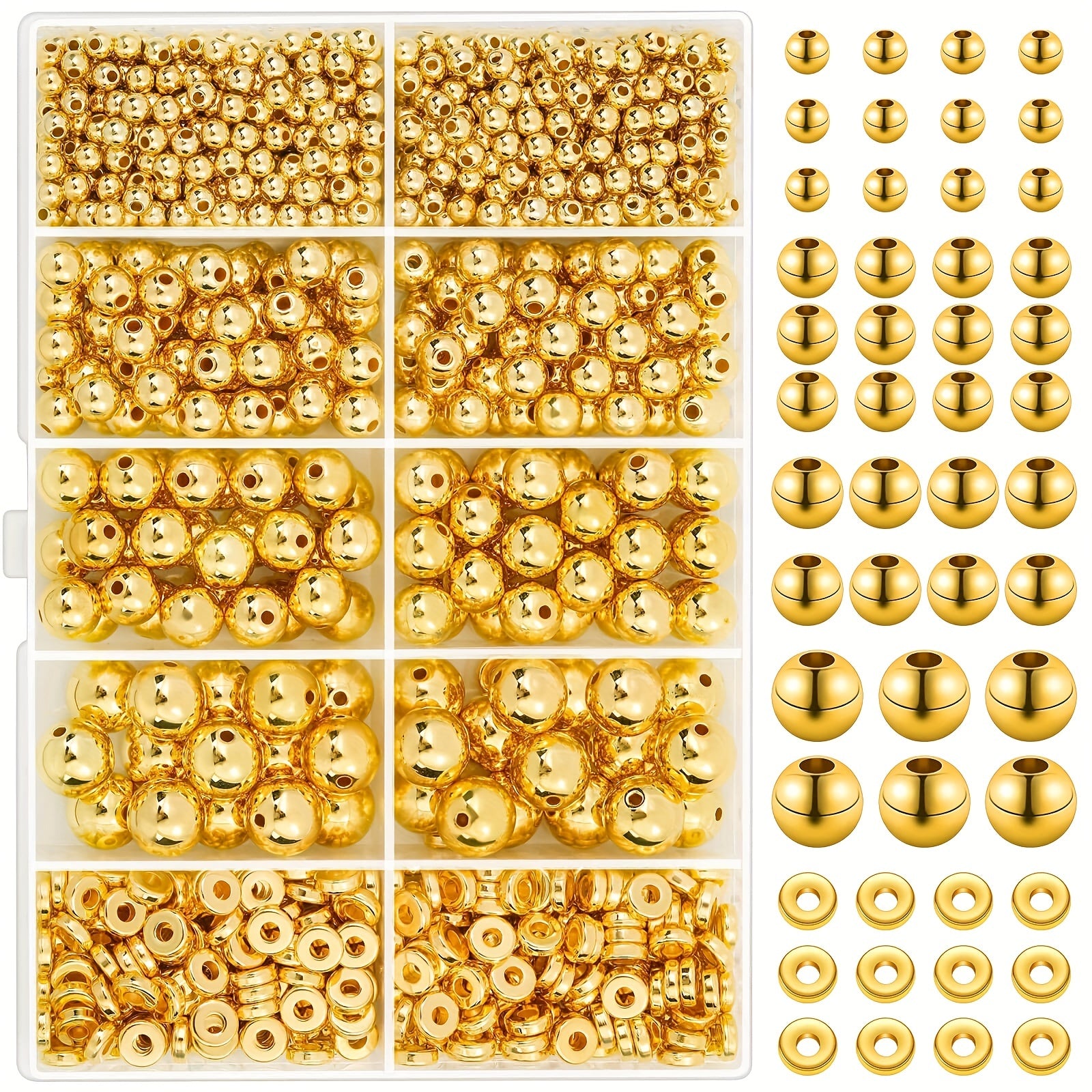 2160 Pc Assorted Spacer Beads Round Star Golden Beads For Jewelry Making