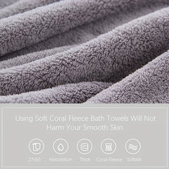 6pcs Coral Fleece Towel Set Soft and Absorbent for Bathroom, Gym, Hotel