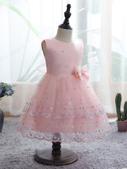 Baby Girls Floral Embroidery Sleeveless Mesh Princess Dress