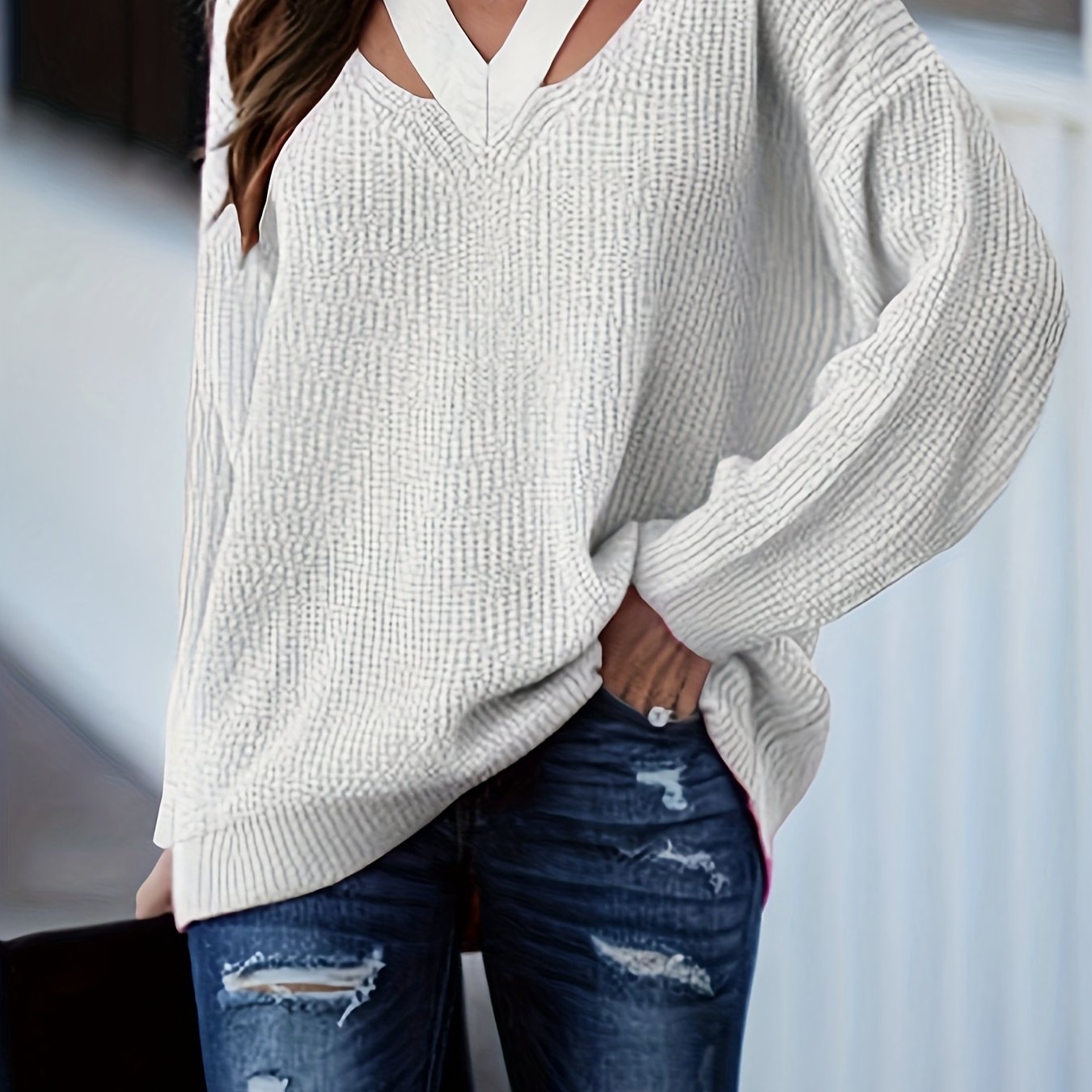 Sexy Sweater Women's V Neck High Stretch Sweater
