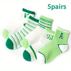 5pairs Children's Cotton Socks Breathable Boys Girls Summer Baby Mesh Stockings
