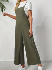 Wide Leg Overall Jumpsuit Casual Solid Overall Jumpsuit