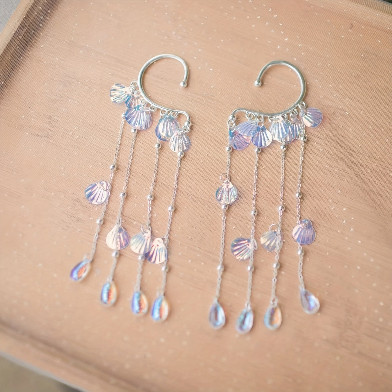 2pcs Colorful Tassel Fairy Earrings Faux Pearl Chinese Style Girls