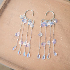 2pcs Colorful Tassel Fairy Earrings Faux Pearl Chinese Style Girls