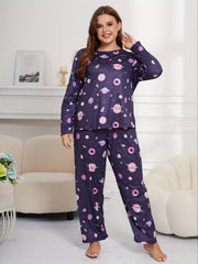 Cartoon Galaxy Print Tee & Pants Loungewear Set