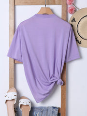 Letter Print Sports Tee Short Sleeve Crew Neck Summer T shirts Women's Tops