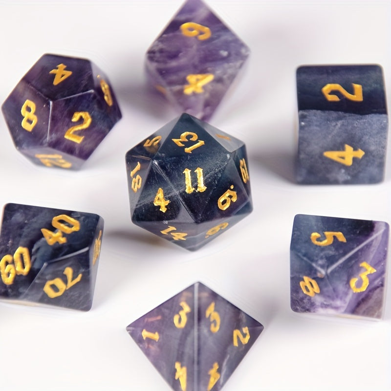 7pcs Natural Colorful Gem Polyhedarl Dices for RPG Board Game