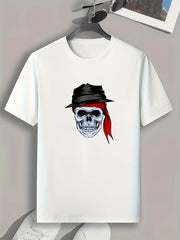 Skull Print Men's Graphic T-Shirt for Summer