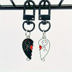 2pcs Heart Keychain Set for Bags Purses Car Keys