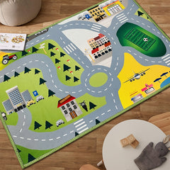City Street Map Kids' Rug With Roads Kids Rug Play Mat For Boy Girl Nursery