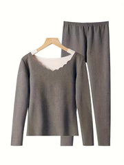 Women's Thermal Underwear Set Long Sleeve Crew Neck Tops & Pants