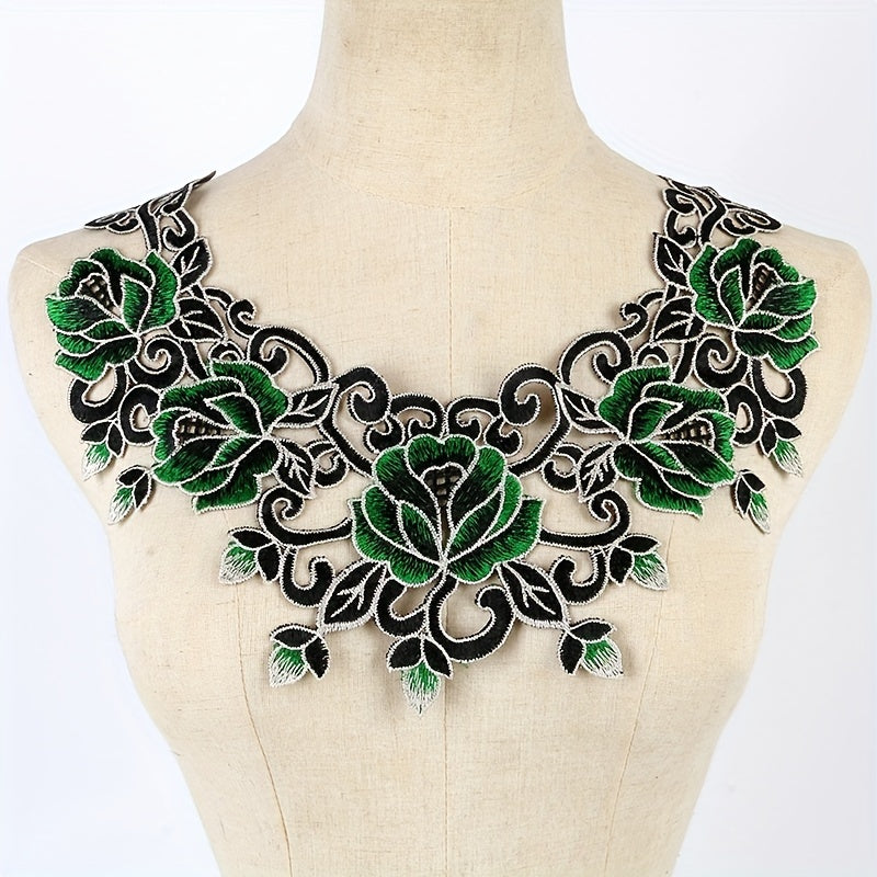 Green Lace Collar Embroidery Dress Applique DIY Neckline Costume D
