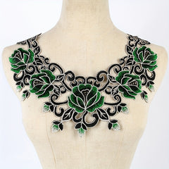 Green Lace Collar Embroidery Dress Applique DIY Neckline Costume D