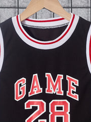 Boys GAME 28 Print Basketball Jersey Set Sleeveless Vest&Shorts