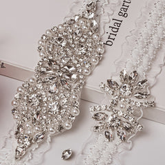 Bridal Sock Strap Rhinestone Applique Wedding Garter
