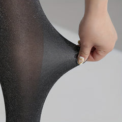 Colorblock Shinny High Rise Stretchy Pantyhose Plus Size Party Stockings