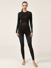 2pcs Thermal Underwear Set Long Sleeves Tops & Leggings Suit Women's Activewear