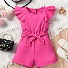 Toddler Girls Ruffle Trim Rompers Jumpsuits Summer Clothes