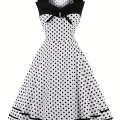 Polka Dot Sweetheart Neck Cocktail Party Dress