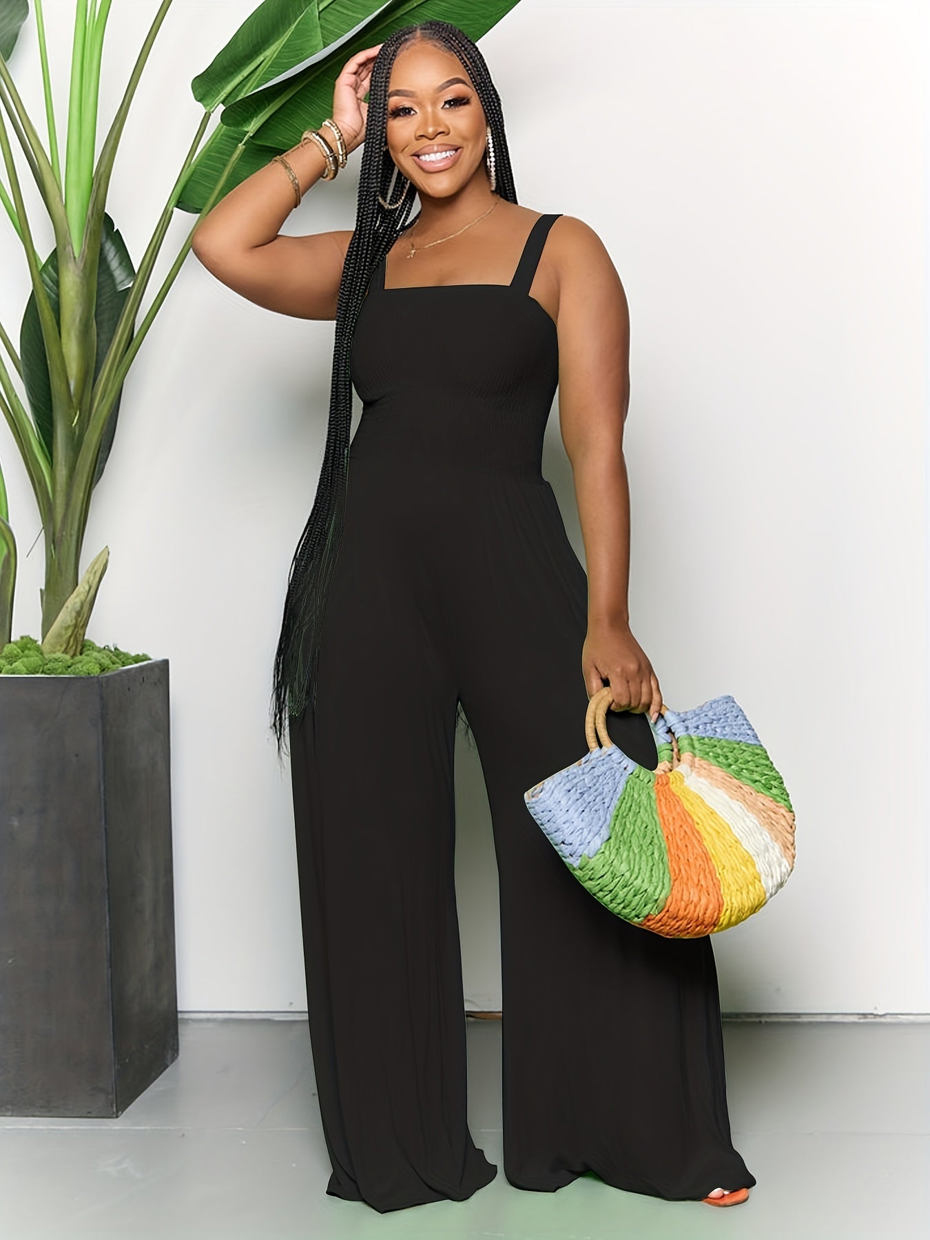 Sleeveless Wide Leg Jumpsuit Casual Suspender Jumpsuit