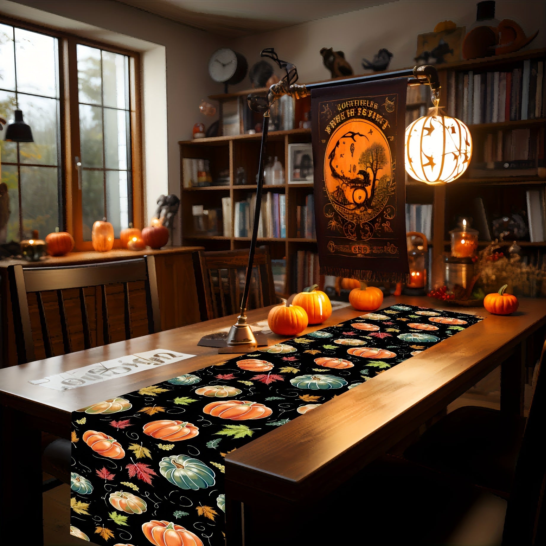 Halloween Pumpkin Table Runner Horror Theme Table Cover