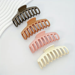 4pcs Large Hair Claw Non Slip Thick Matte Plastic Hair Claw Women's Accessories