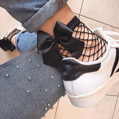 Bow Mesh Fishnet Short Socks Breathable Stocking