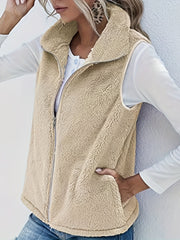 Women's Plus Size Zip Up Sherpa Fleece Vest Jacket