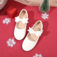 Girls Bowknot Leather Shoes Lightweight Soft Princess Shoes