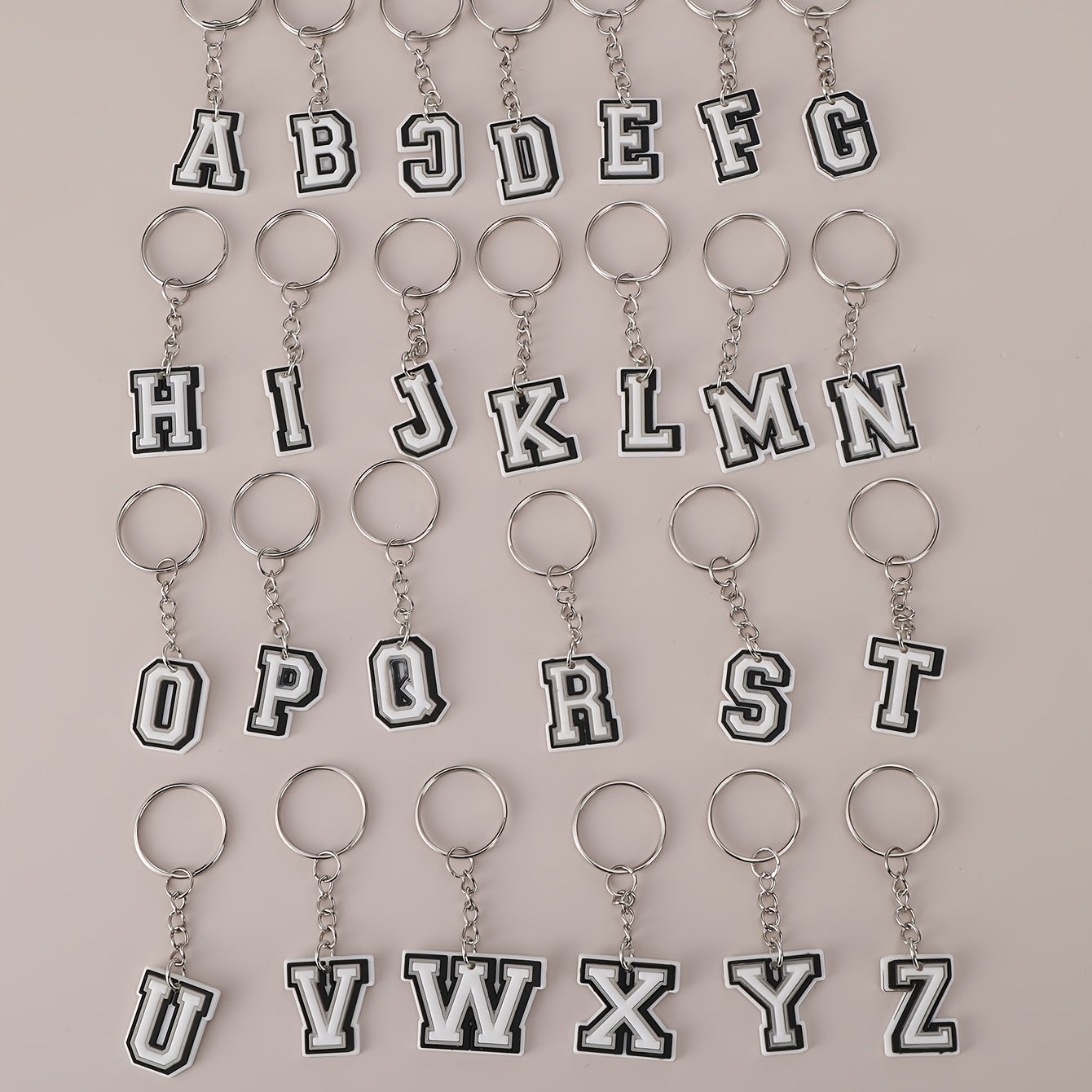 26pcs Letter Keychain Pendant Bag Keyring Charm Accessories
