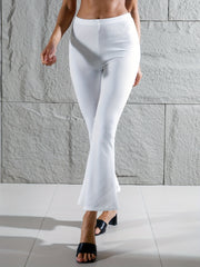 Ribbed Yoga Flared Leggings High Waist Wide Leg Pants