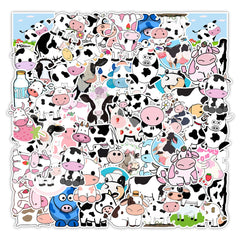 50pcs Cow Doodle Stickers for Luggage Helmet Laptop Skateboard DIY Waterproof