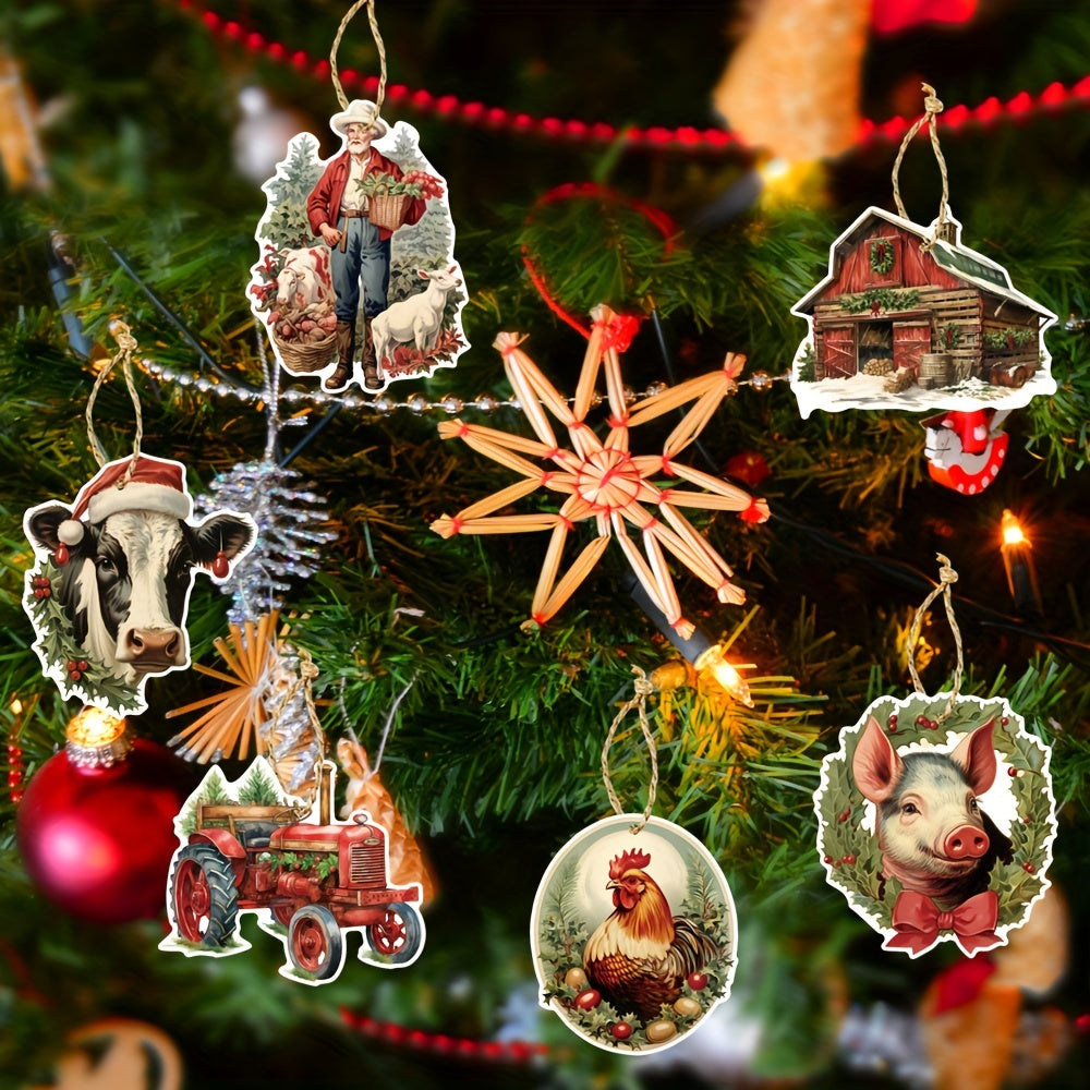 6pcs Christmas Farm Hanging Ornaments Xmas Tree Holiday Parties