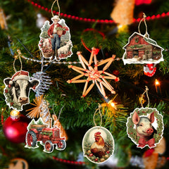 6pcs Christmas Farm Hanging Ornaments Xmas Tree Holiday Parties