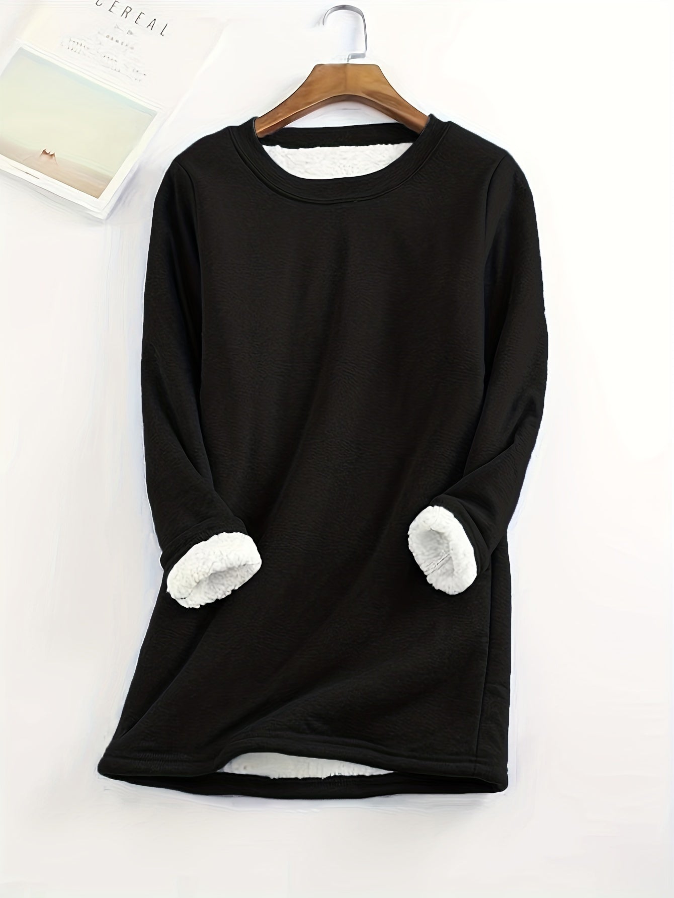 Women's Solid Crew Fleece Sweatshirt for Fall & Winter