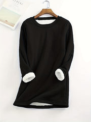 Women's Solid Crew Fleece Sweatshirt for Fall & Winter